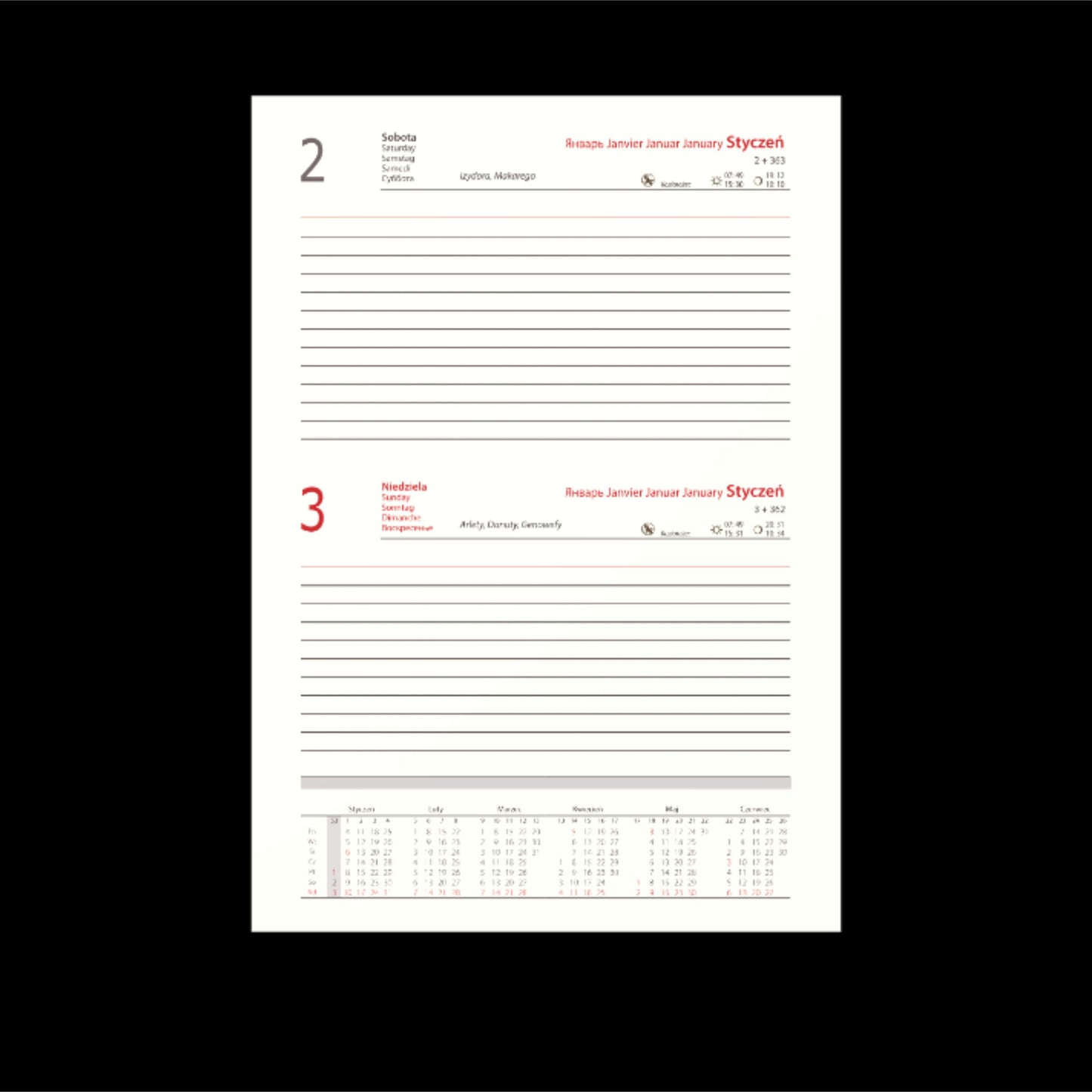 Kalendarze A4 dzienne 360 str. Velour