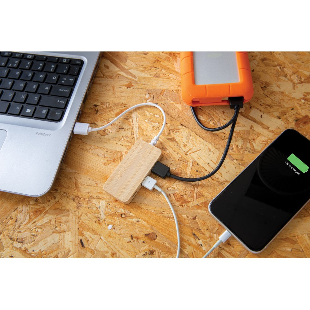 Bambusowy hub USB 2.0 z USB typu C Winners Gadzety