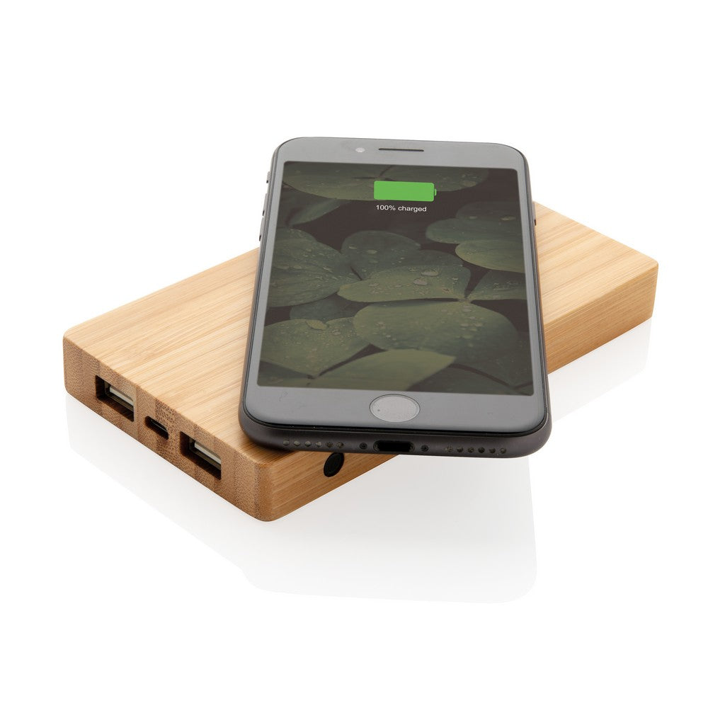 Bambusowy, bezprzewodowy power bank 4000 mAh Winners Gadzety