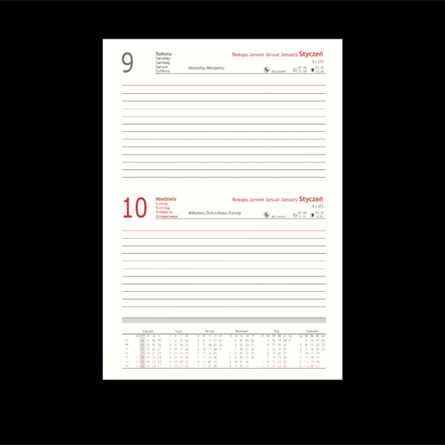 Kalendarze A5 dzienny Nebraska z gumką