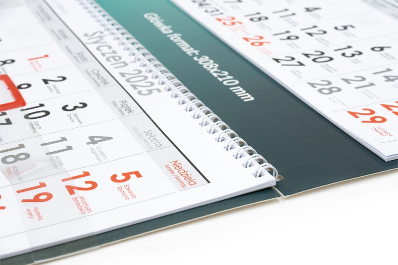 Kalendarz trójdzielny spiralowany