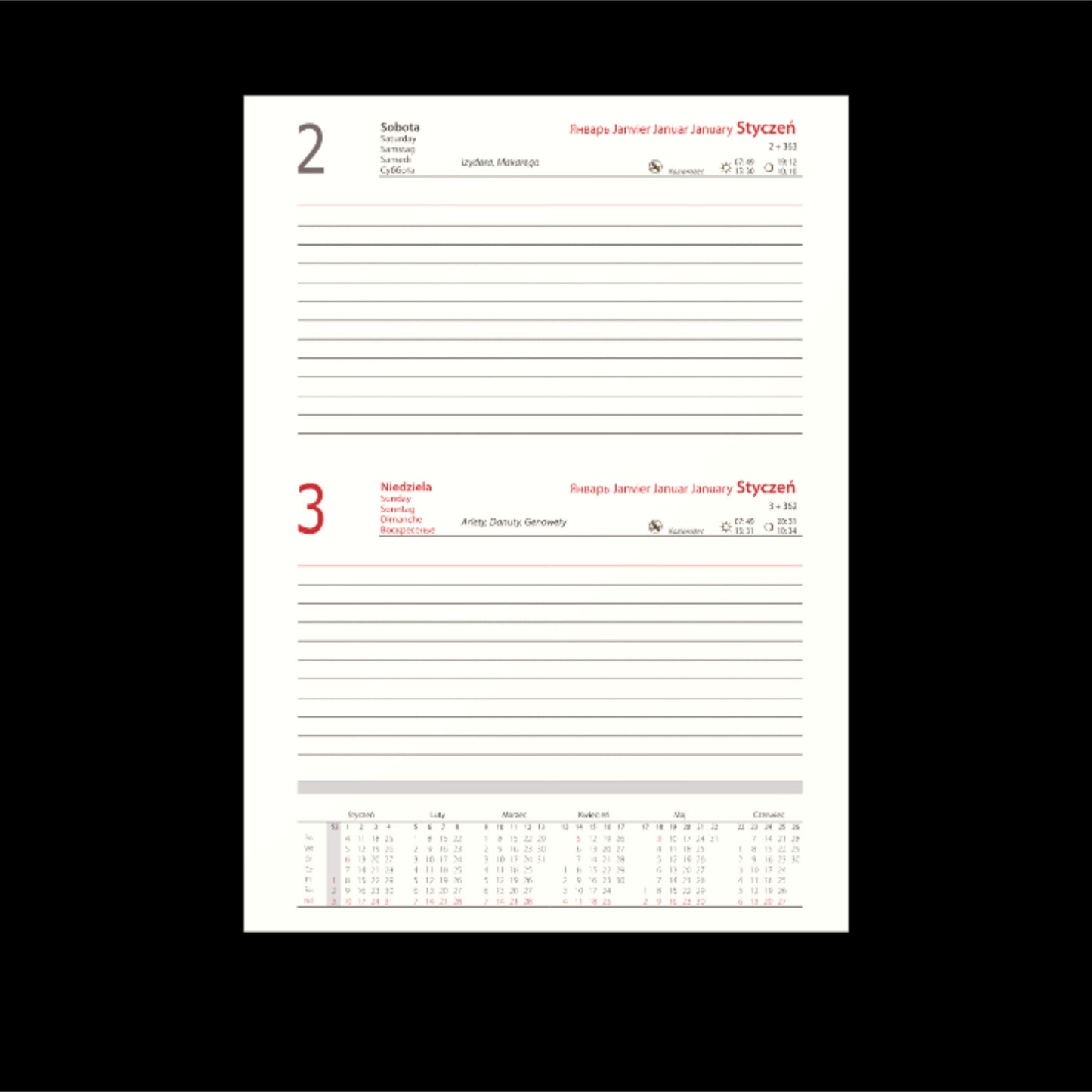 Kalendarze B5 dzienne Vivella