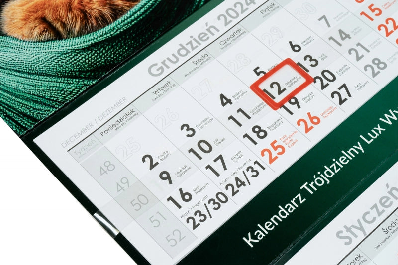 Kalendarz trójdzielny lux wypukły