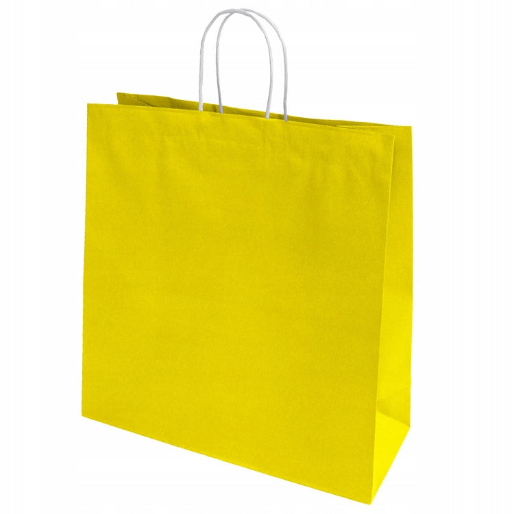Torba papierowa z uchwytem skręcanym Premium - ŻÓŁTA - 350x150x400mm Winners Gadzety