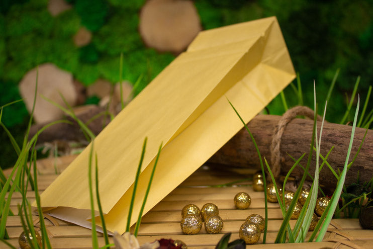 Torba papierowa klockowa ŻÓŁTE 100x70x280mm 1szt. Winners Gadzety