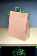 Torba papierowa z uchwytem skręcanym - BRĄZOWA PRĄŻEK - 350x180x440mm Winners Gadzety