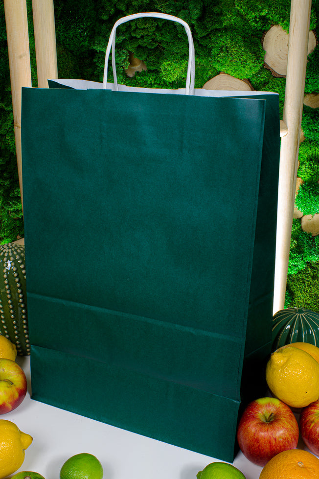 Torba papierowa 305x170x425mm CIEMNOZIELONA BIAŁA Winners Gadzety