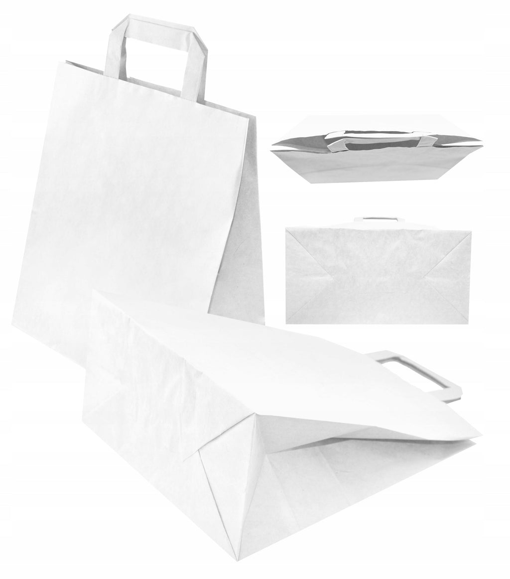 Torba papierowa 260x140x300mm z uchwytem płaskim BIAŁA Winners Gadzety