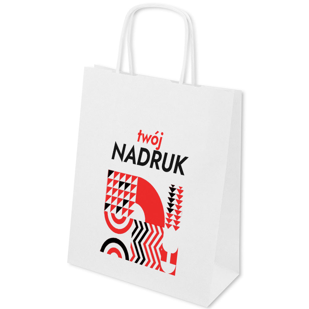 Torba papierowa z nadrukiem 180x80x225mm BIAŁA 50 szt. Winners Gadzety