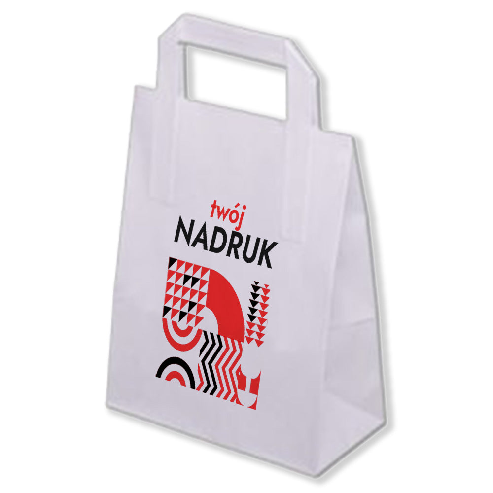 Torba papierowa z nadrukiem 180x80x230mm BIAŁA 50 szt. Winners Gadzety