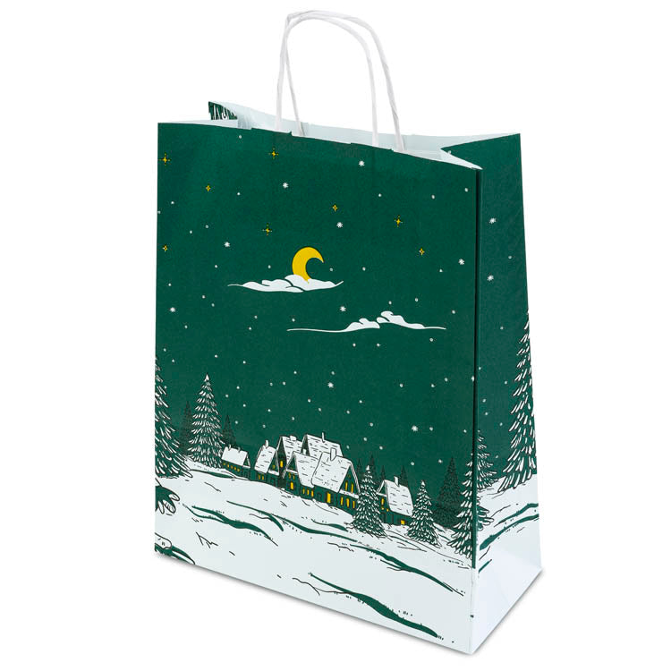 Torba papierowa świąteczna 24x10x32cm ZIELONA CHOINKA Winners Gadzety