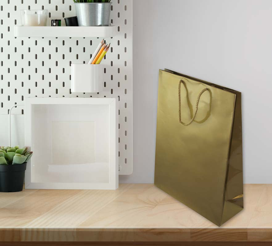 Torba laminowana z uchwytem sznurkowym - ZŁOTA - 240x90x320mm Winners Gadzety