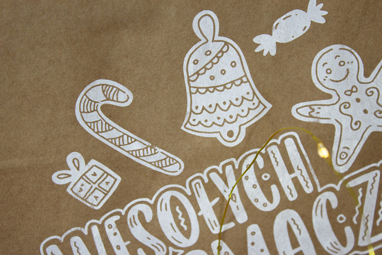 Torba papierowa świąteczna CATERINGOWA 32x22x24,5cm SMACZNYCH ŚWIĄT Winners Gadzety