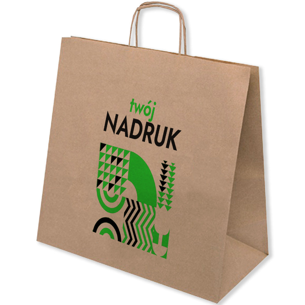 Torba papierowa z nadrukiem 330x160x380mm BRĄZOWA 50 szt. Winners Gadzety
