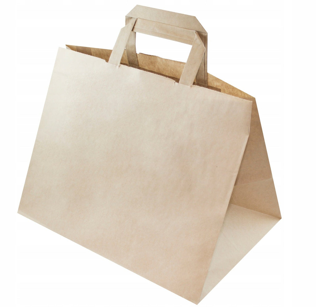 Torba papierowa 320x220x245mm z uchwytem płaskim -BRĄZOWA Winners Gadzety