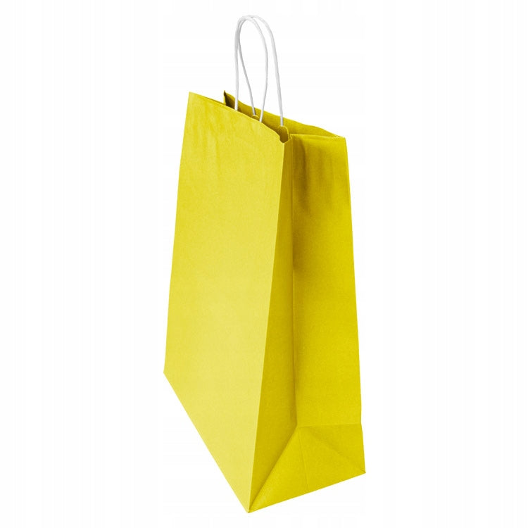 Torba papierowa z uchwytem skręcanym Premium - ŻÓŁTA - 350x150x400mm Winners Gadzety