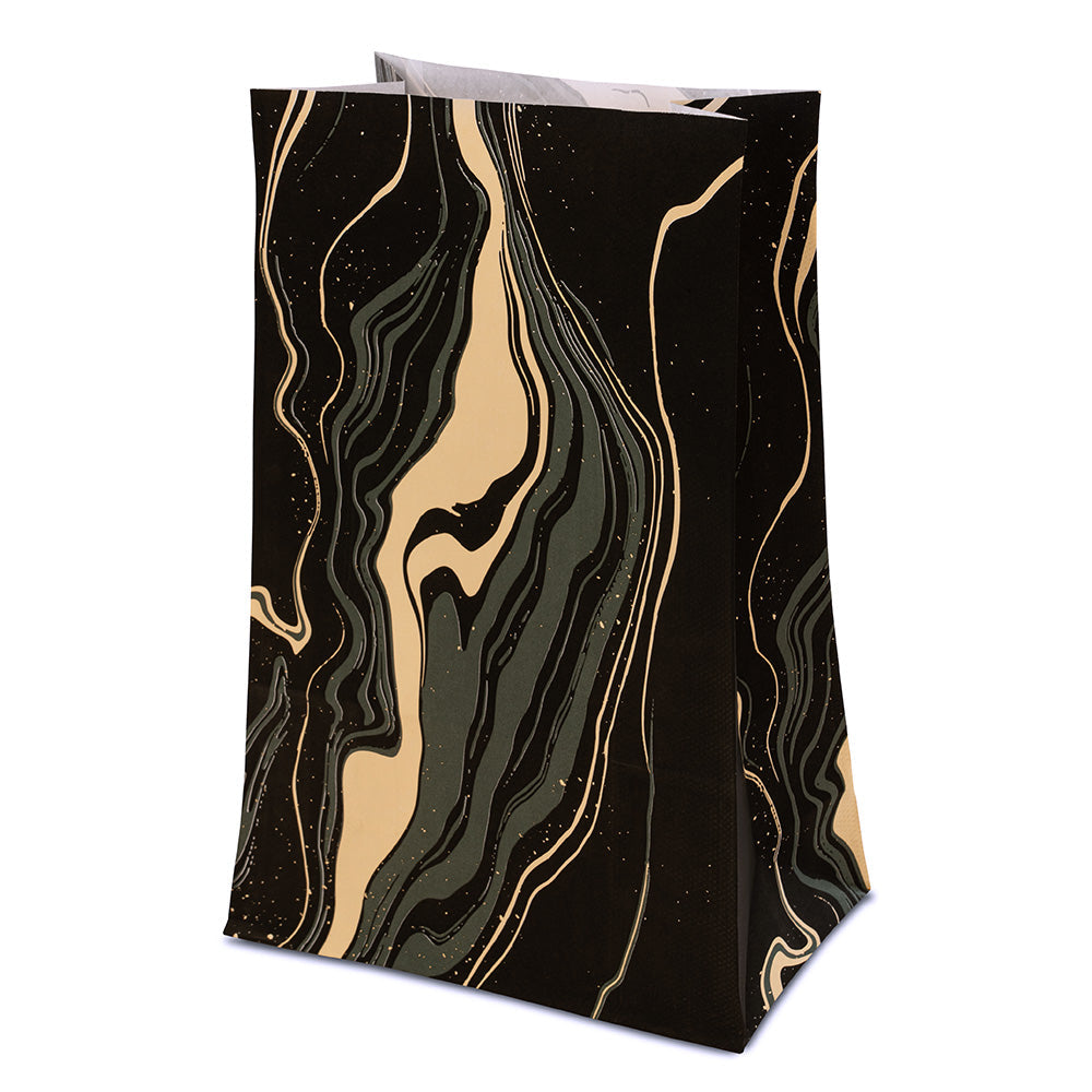 Torba papierowa świąteczna 16x8x27cm CZARNO ZŁOTY MARMUR Winners Gadzety