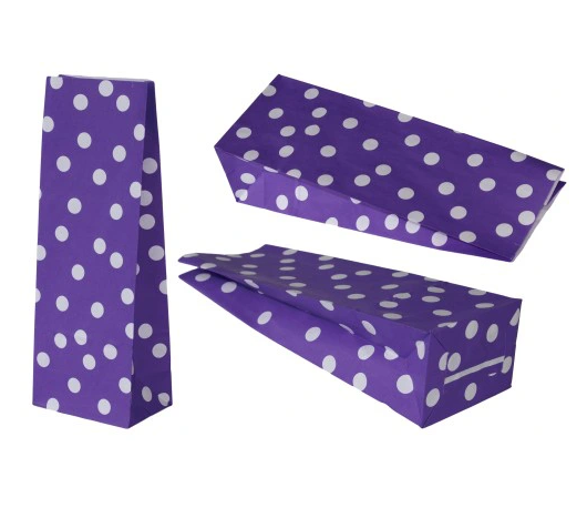 Torby papierowe 10x26 cm w groszki - fioletowy - 10 sztuk Winners Gadzety