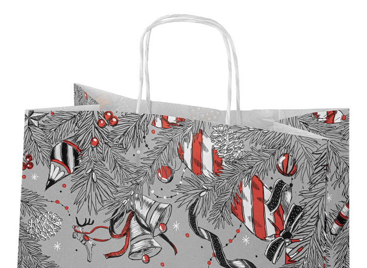 Torba papierowa świąteczna 32x16x38cm MERRY CHRISTMAS SZARA Winners Gadzety