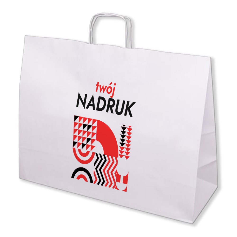 Torba papierowa z nadrukiem 500x180x390mm BIAŁA 50 szt. Winners Gadzety