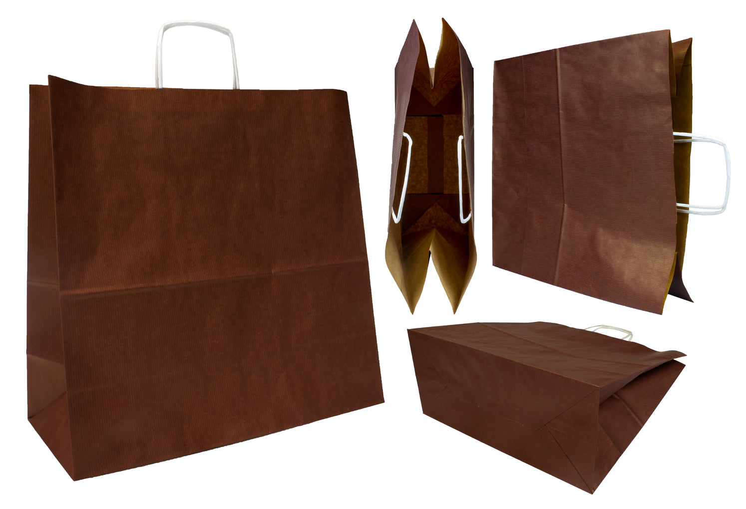 Torba papierowa 400x180x390mm CIEMNY BRĄZ BIAŁA Winners Gadzety