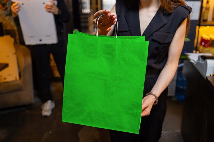 Torba papierowa z uchwytem skręcanym Premium - JASNOZIELONY - 350x150x400mm Winners Gadzety
