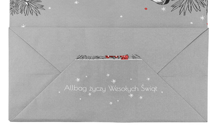 Torba papierowa świąteczna 32x16x38cm MERRY CHRISTMAS SZARA Winners Gadzety