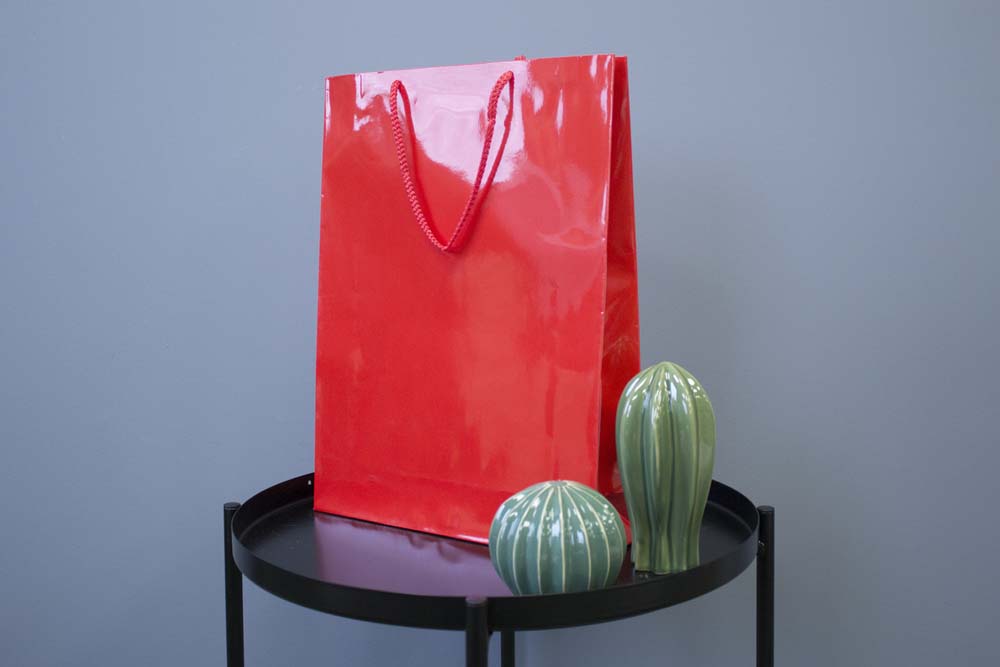 Torba laminowana z uchwytem sznurkowym - CZERWONA - 300x100x400mm Winners Gadzety