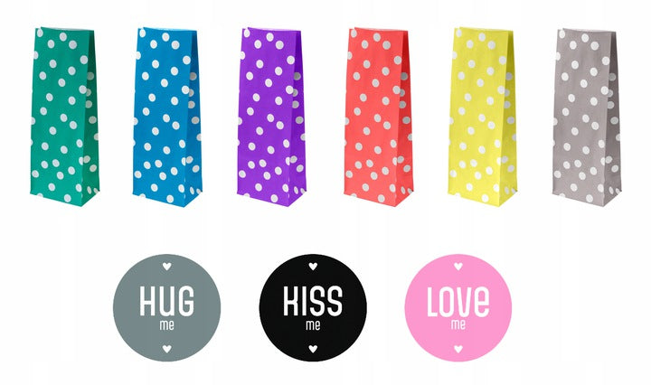 Torebki papierowe na cukierki 10x7x28 (6szt.) HUG KISS LOVE Winners Gadzety