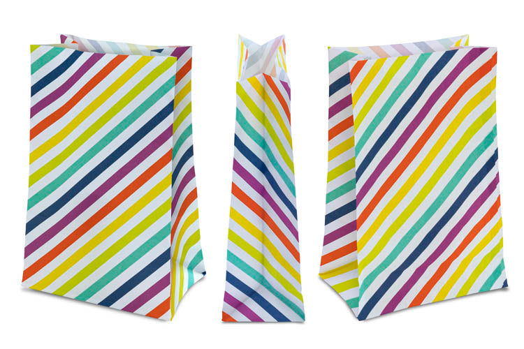 Torba papierowa świąteczna 16x8x27cm TĘCZOWE PASKI Winners Gadzety