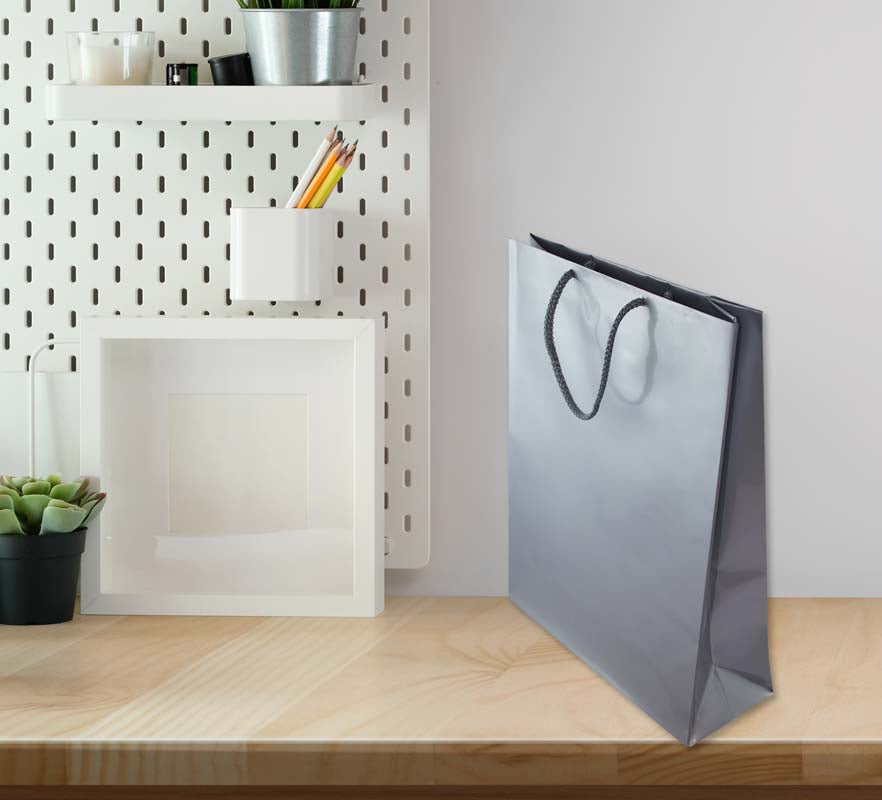 Torba laminowana z uchwytem sznurkowym - SREBRNA - 240x90x320mm Winners Gadzety