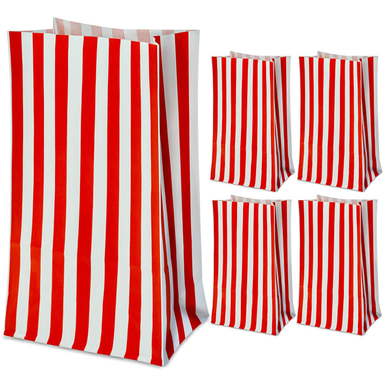 Torba papierowa świąteczna 16x8x27cm PASKI BIAŁO CZERWONE Winners Gadzety