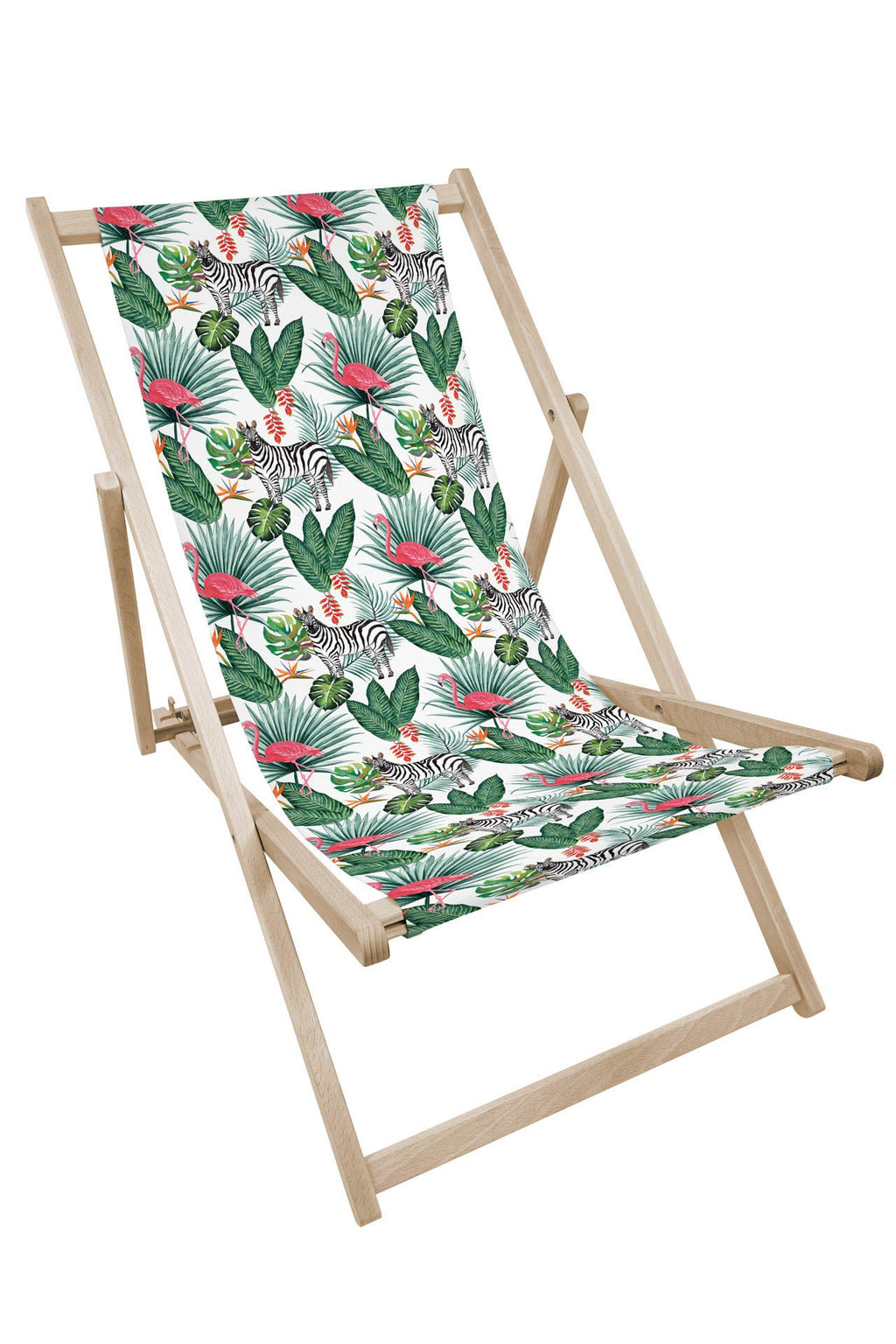 Leżak drewniany z nadrukiem ZEBRY I FLAMINGI Winners Gadzety