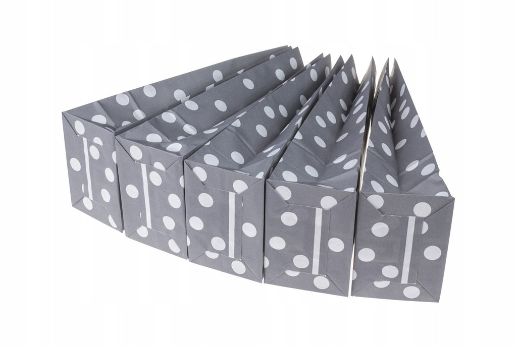 Torebki papierowe SZARE groszki 10x26x6,5 + naklejki THANK YOU Winners Gadzety