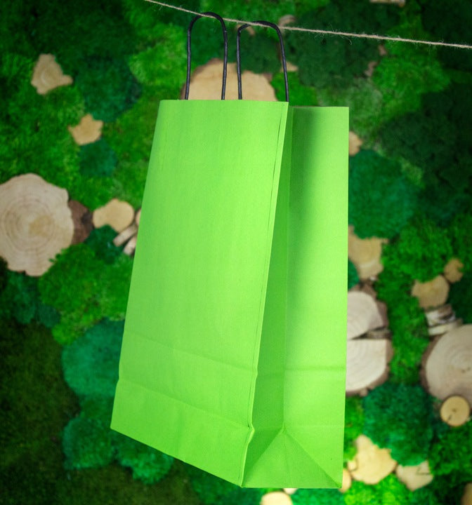 Torba papierowa 240x100x320mm z czarnym uchwytem JASNOZIELONA Winners Gadzety