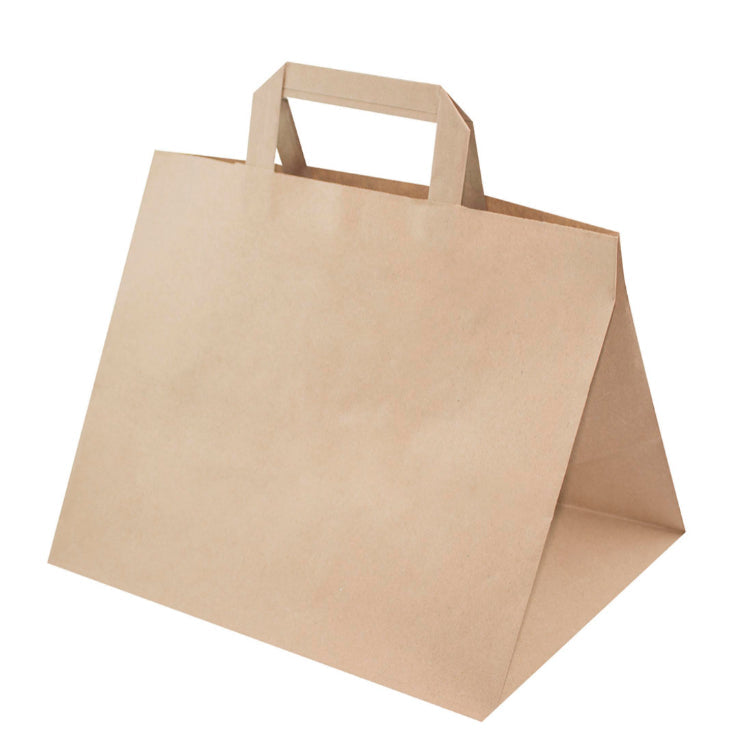 Torba papierowa 320x220x245mm z uchwytem płaskim -BRĄZOWA Winners Gadzety