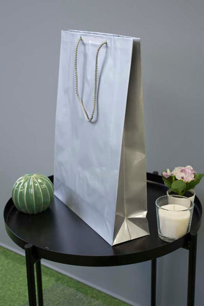 Torba laminowana z uchwytem sznurkowym - SREBRNA - 300x100x400mm Winners Gadzety