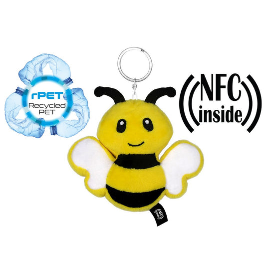 Pluszowa pszczoła RPET z chipem NFC, brelok | Zibee Winners Gadzety