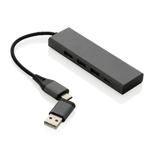 Hub USB 2.0 z USB C, aluminium z recyklingu Winners Gadzety