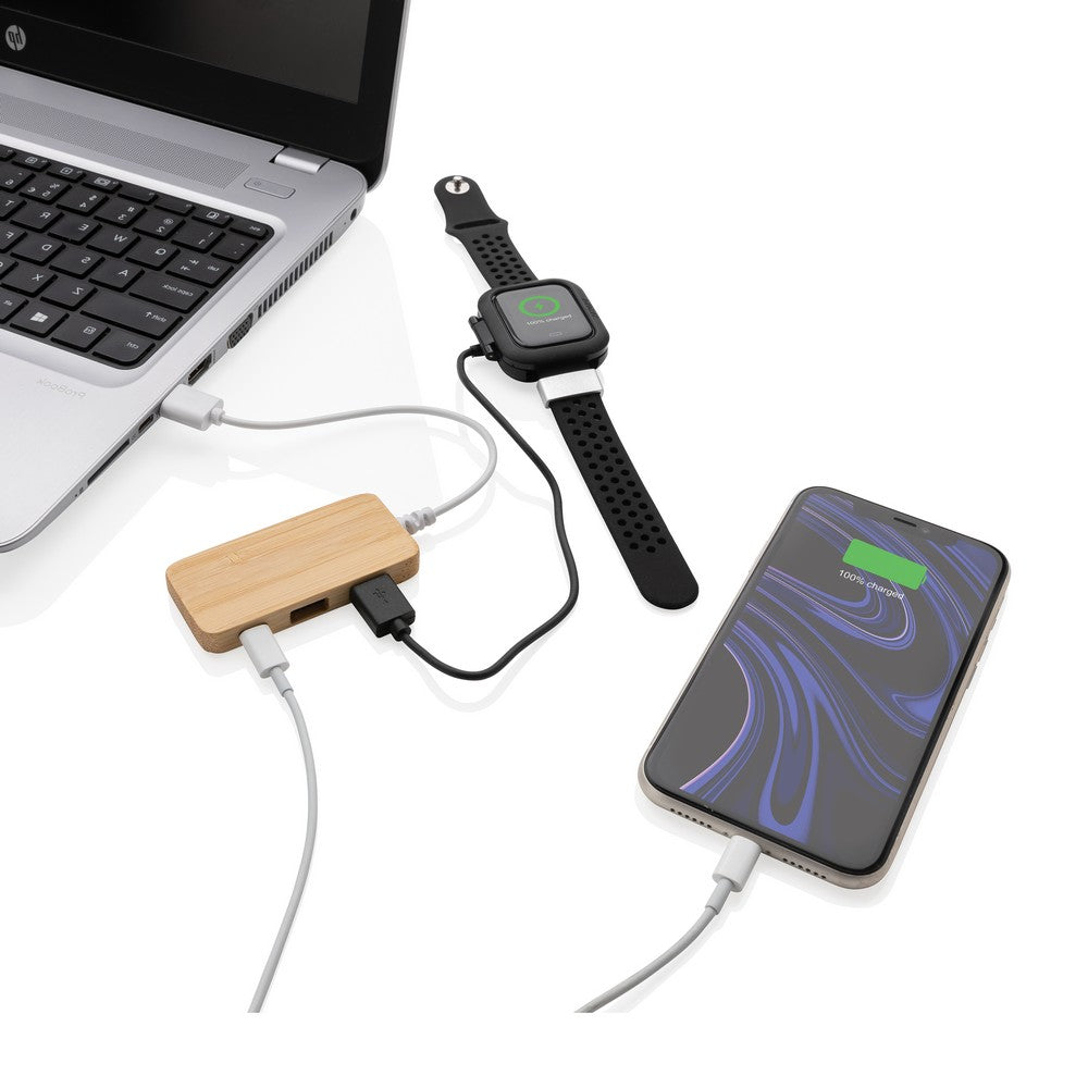 Bambusowy hub USB 2.0 z USB typu C Winners Gadzety