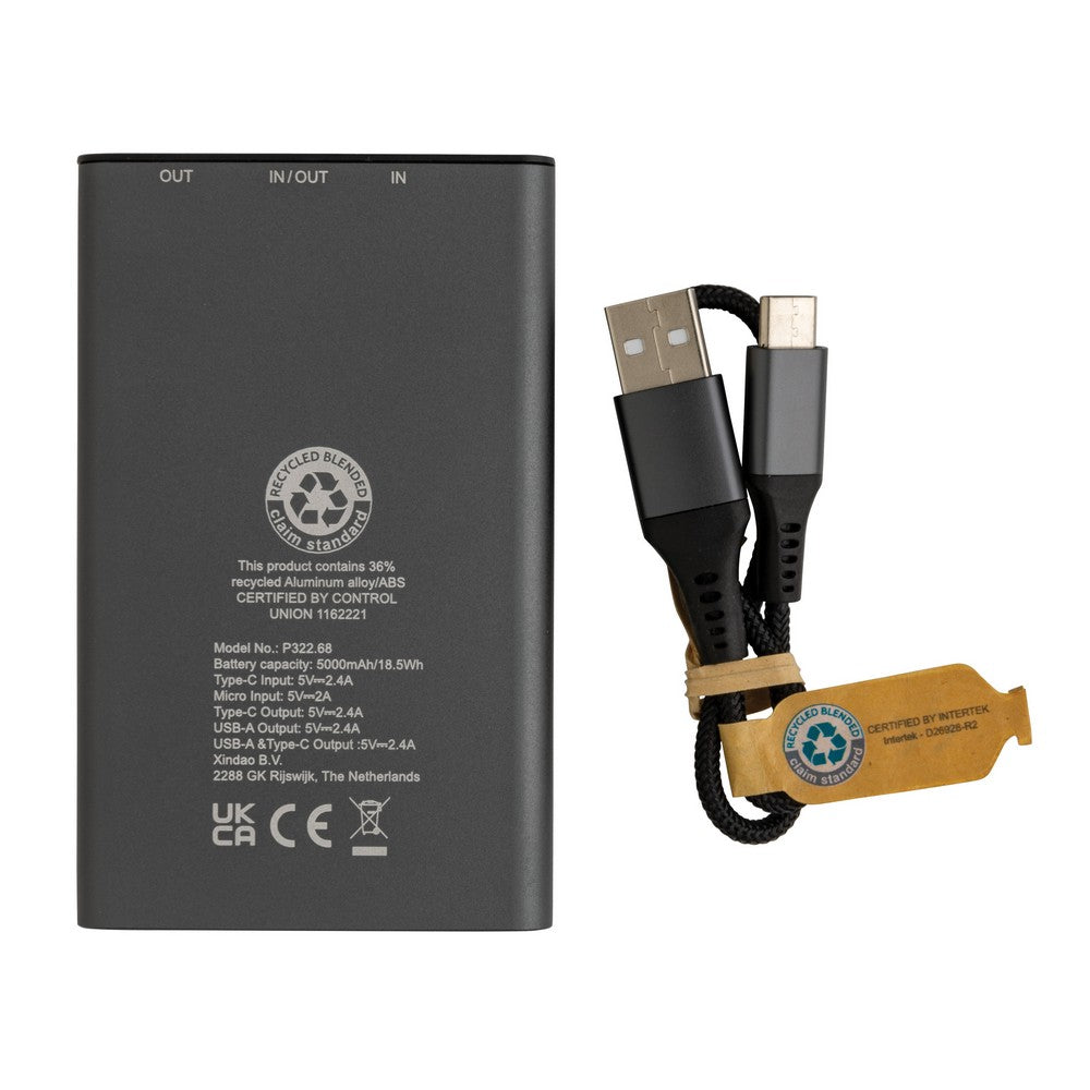 Power bank 5000 mAh Terra, aluminium z recyklingu Winners Gadzety