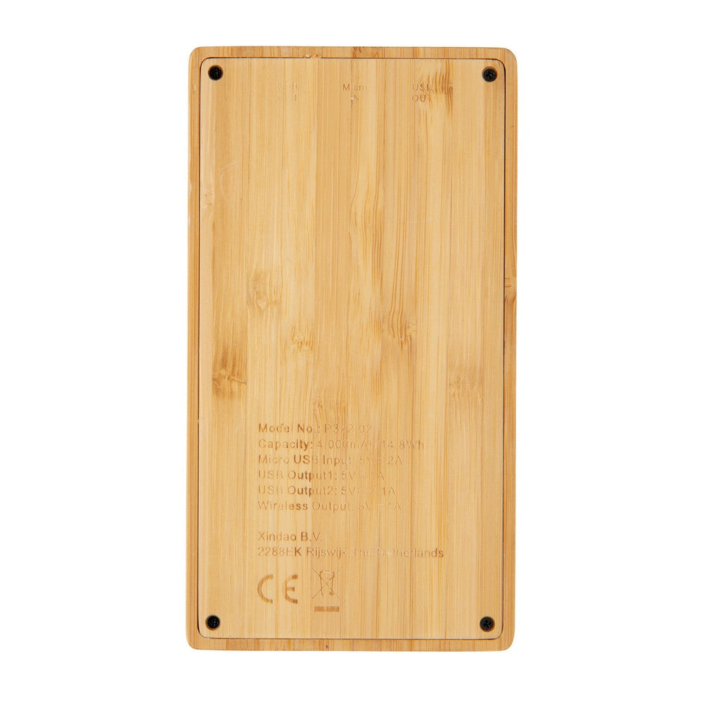 Bambusowy, bezprzewodowy power bank 4000 mAh Winners Gadzety