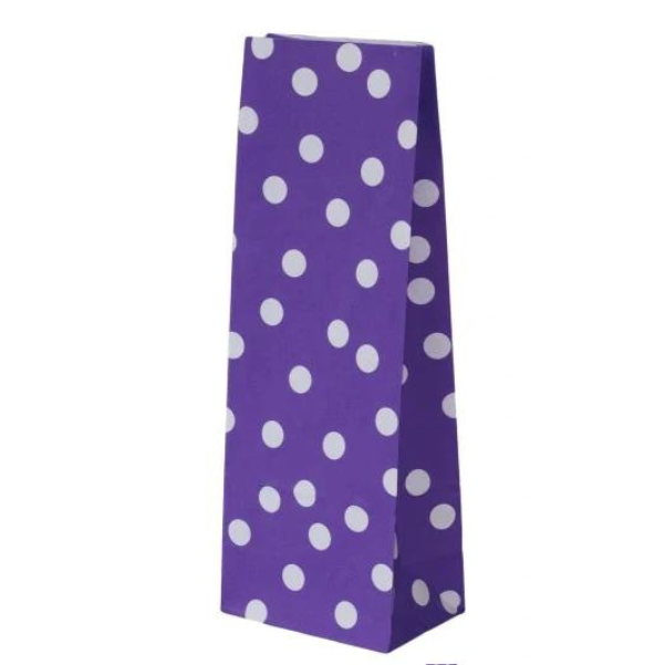 Torby papierowe 10x26 cm w groszki - fioletowy - 10 sztuk Winners Gadzety