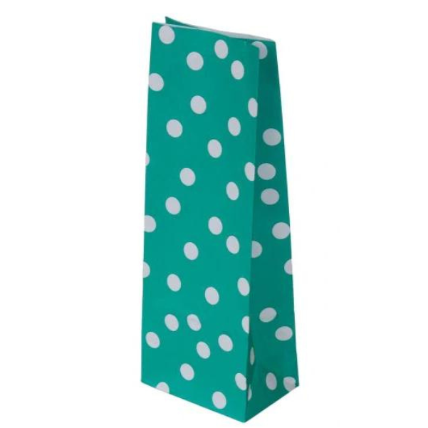 Torby papierowe 10x26 cm w groszki - zielony - 10 sztuk Winners Gadzety