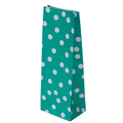 Torby papierowe 10x26 cm w groszki - zielony - 10 sztuk Winners Gadzety