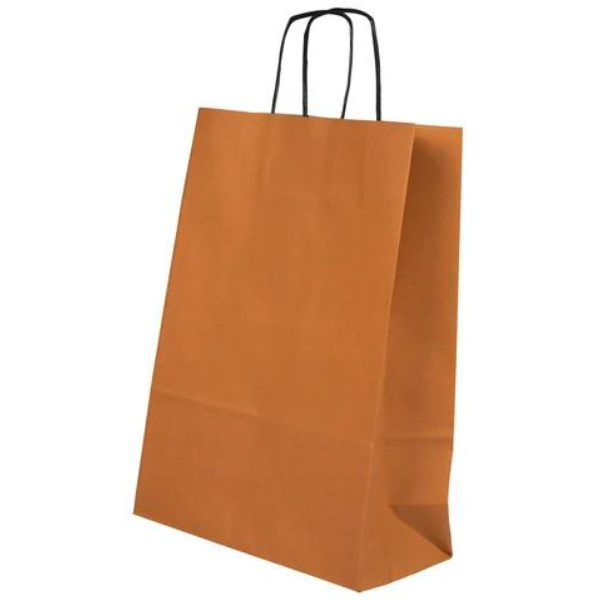 Torba papierowa 240x100x320mm z czarnym uchwytem POMARAŃCZOWA Winners Gadzety