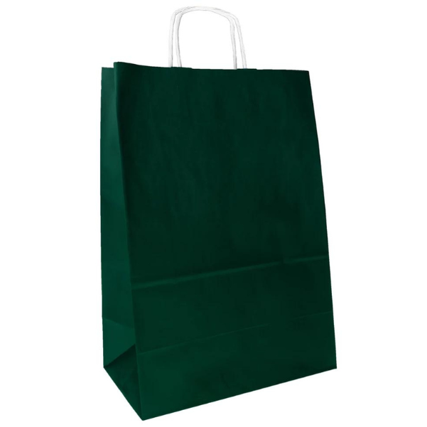 Torba papierowa 305x170x425mm CIEMNOZIELONA BIAŁA Winners Gadzety