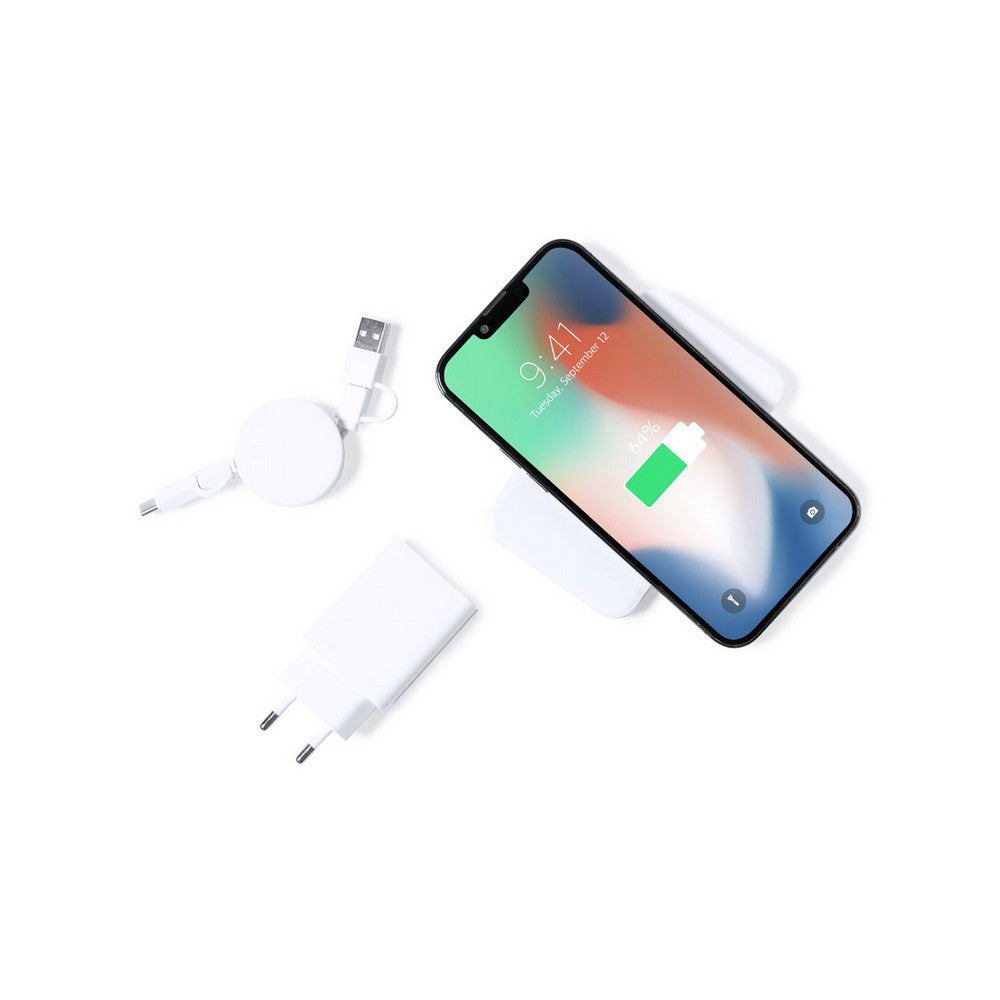 Zestaw podróżny do ładowania, bezprzewodowy power bank 4000 mAh, ładowarka bezprzewodowa 5W, zwijany kabel do ładowania i synchronizacji, ładowarka ścienna Winners Gadzety