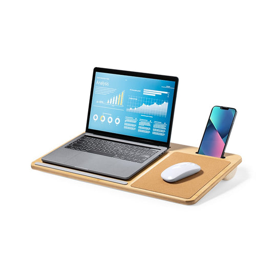 Bambusowy organizer na biurko, stojak na laptopa, stojak na telefon, korkowa podkładka pod mysz Winners Gadzety