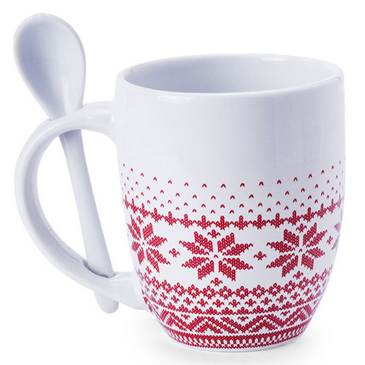 Kubek ceramiczny 370 ml z łyżeczką, świąteczny wzór Winners Gadzety